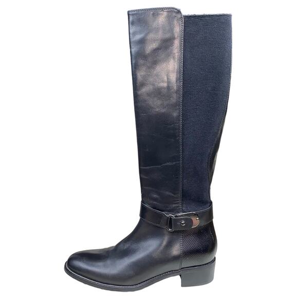 Aquatalia Women's Black Leather 2 Tone Riding Boots Size 5.5 - Picture 3 of 12